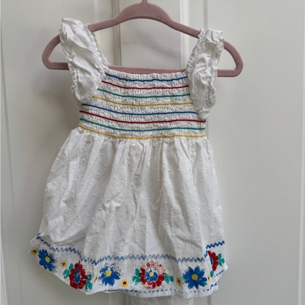 Healthtex 3T Girls White Blouse with Multicolor Stripes Short Sleeve Top Shirt